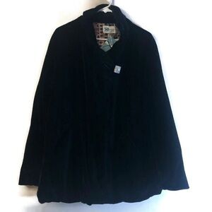 Betmar New York Womens Black Velvet Evening Coat Formal Wrap Front Sz M/L